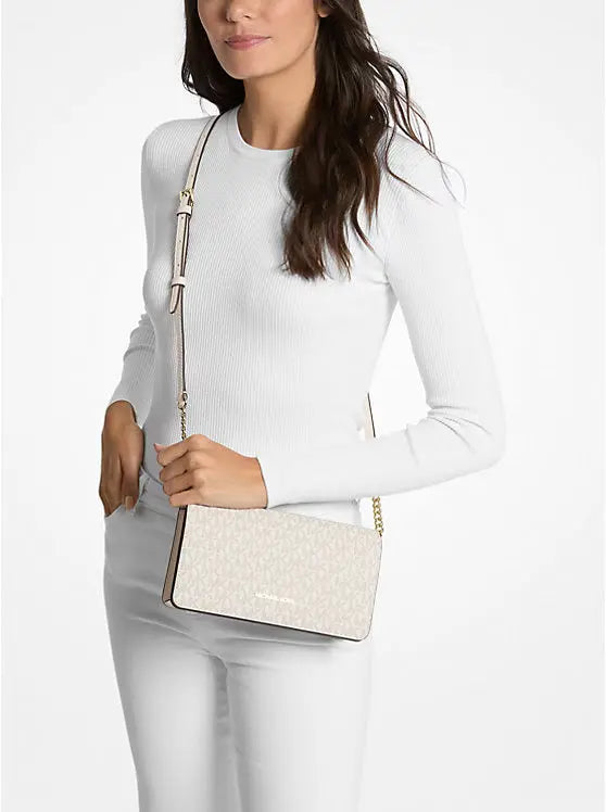 Michael Kors Jet Set Medium Signature Logo Crossbody Bag White image 2