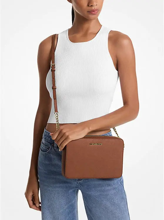Michael Kors Jet Set Large Saffiano Leather Crossbody Bag Brown image 3