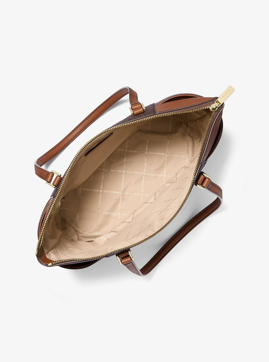 Michael Kors Charlotte Large Logo and Leather Top-Zip Tote Bag image 1