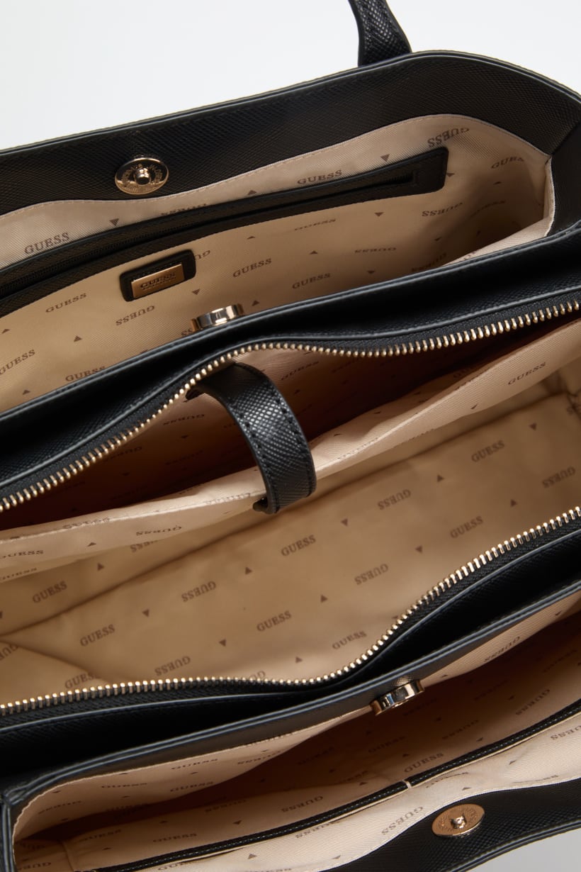 Guess Noelle tote bag black – logo hardware close-up detail view