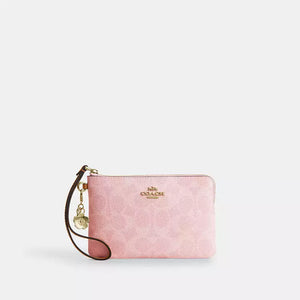 Coach Corner Zip Wristlet In Signature Canvas With Charms – authentic Coach Sri Lanka
