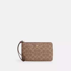 Coach Large Corner Zip Wristlet In Signature Canvas – authentic Coach Sri Lanka