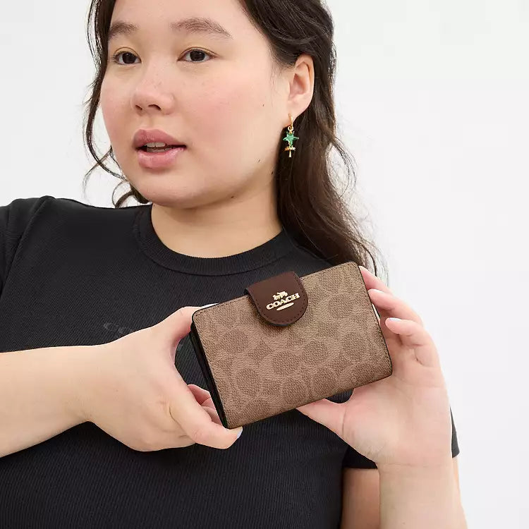 Coach Medium Corner Zip Wallet In Signature Canvas