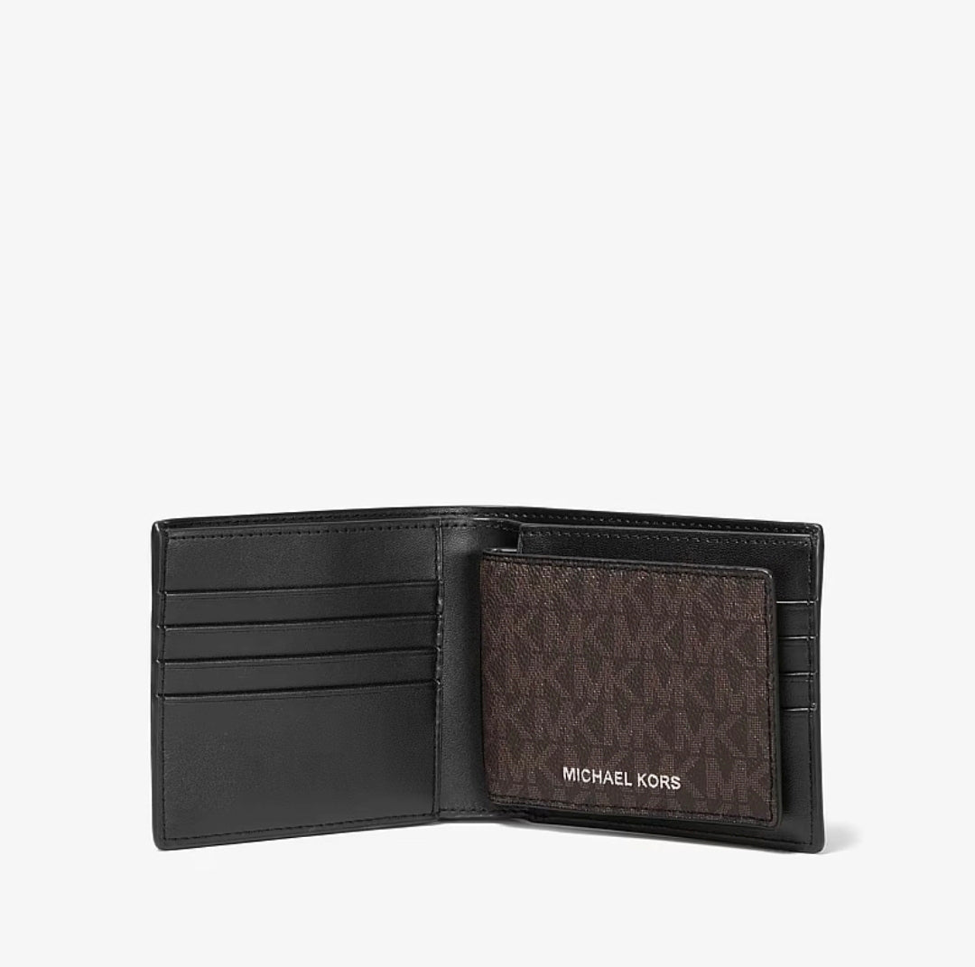 Michael Kors Cooper Logo Billfold Wallet With Passcase Brown