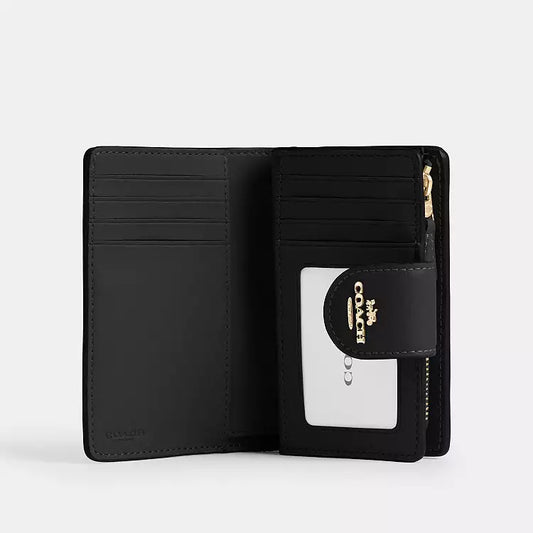 Coach Medium Corner Zip Wallet In Signature Canvas Walnut