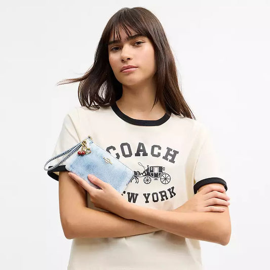 Coach Corner Zip Wristlet In Loved Denim With Charms – authentic Coach Sri Lanka