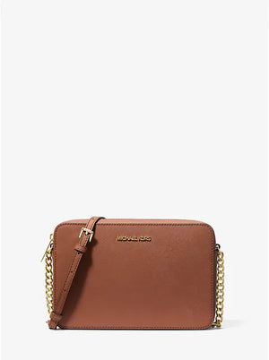 Michael Kors Jet Set Large Saffiano Leather Crossbody Bag Brown – authentic Michael Kors Sri Lanka