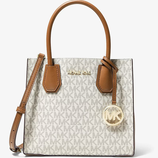 Michael Kors Mercer medium logo and leather accordion crossbody bag in white – authentic Michael Kors Sri Lanka