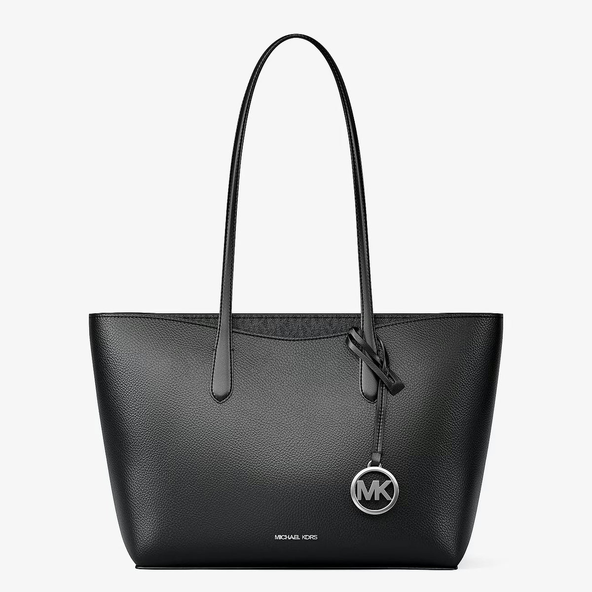 Michael Kors Arden Large pebbled leather tote bag in black with silver-tone hardware