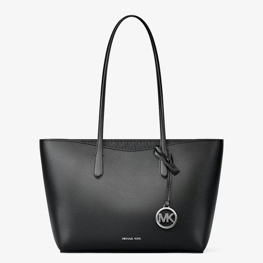 Michael Kors Arden Large pebbled leather tote bag in black with silver-tone hardware