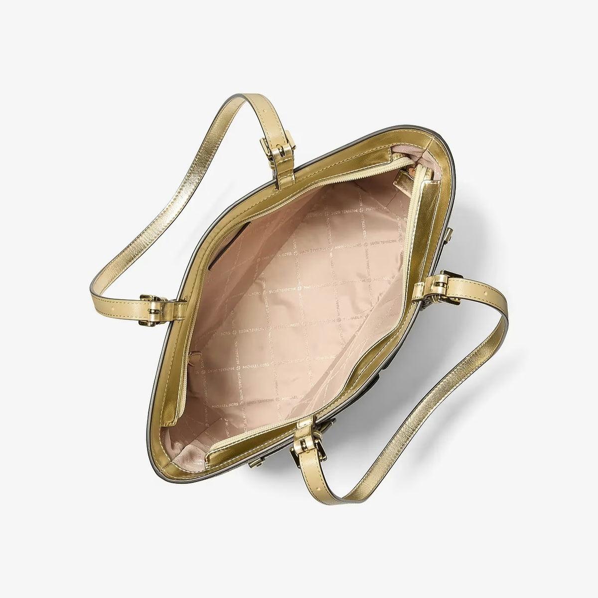 Michael Kors Jet Set Medium metallic logo tote – alternate view showing front slip pockets