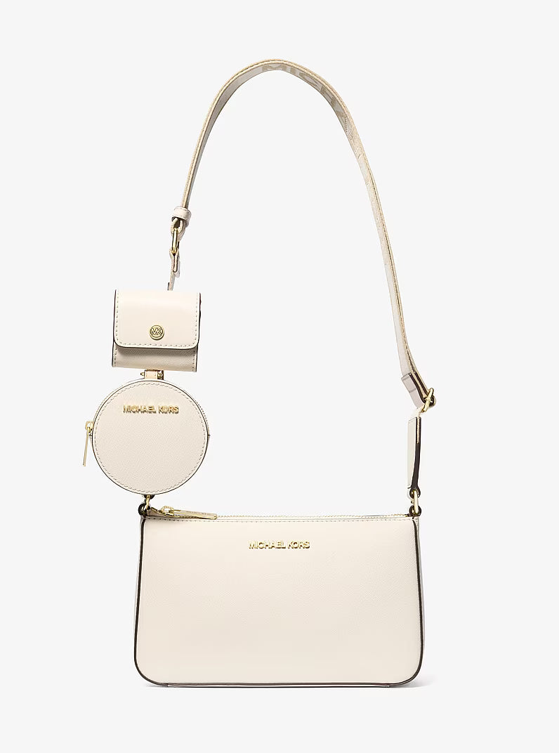 Michael Kors Jet Set Saffiano Leather Crossbody Bag with Case for Apple Airpods Pro
