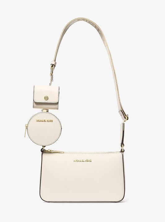 Michael Kors Jet Set Saffiano Leather Crossbody Bag with Case for Apple Airpods Pro