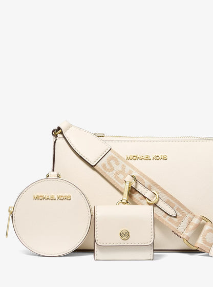 Michael Kors Jet Set Saffiano Leather Crossbody Bag with Case for Apple Airpods Pro