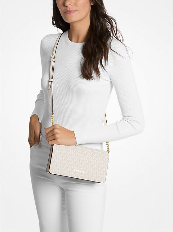 Michael Kors Jet Set Medium Signature Logo Crossbody Bag White image 2