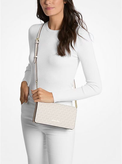 Michael Kors Jet Set Medium Signature Logo Crossbody Bag White image 2