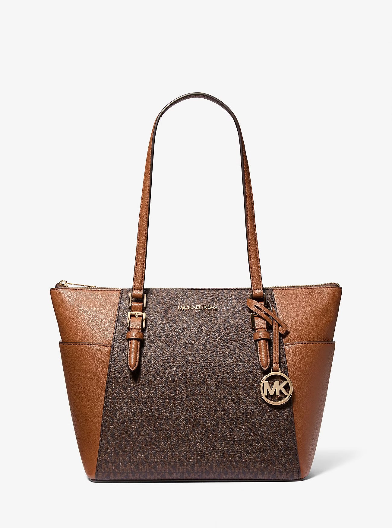 Michael Kors Charlotte Large Logo and Leather Top-Zip Tote Bag image 0
