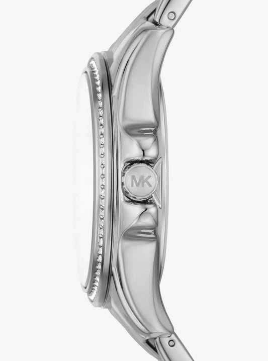 Michael Kors Mini Pilot Baguette Rainbow Pavé Silver-Tone Watch image 1