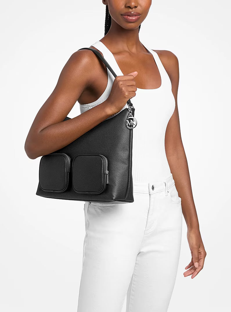 Michael Kors Merritt Large Pebbled Leather Cargo Shoulder Bag