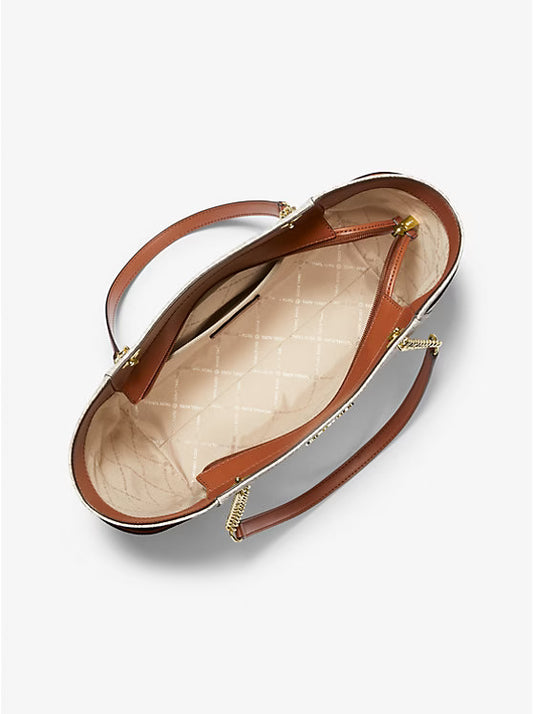 Michael Kors Jet Set Large Signature Logo Shoulder Bag White image 1