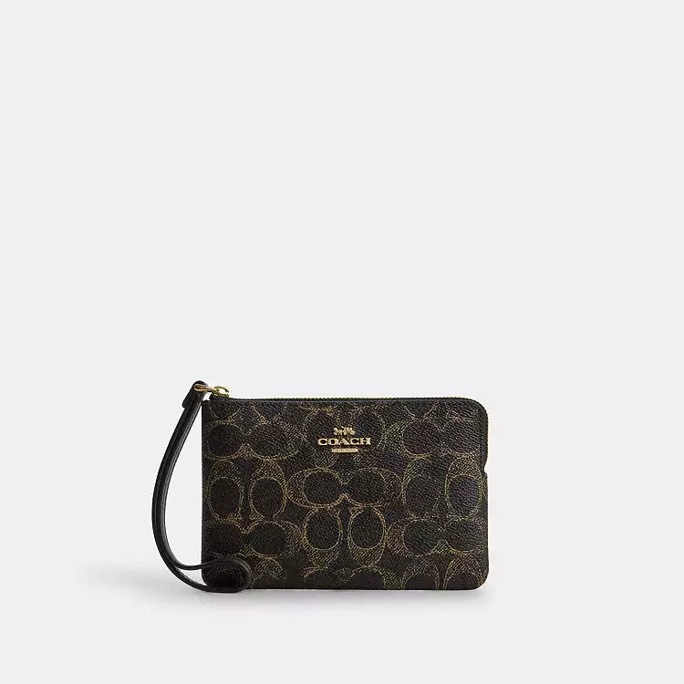 Coach Corner Zip Wristlet In Loved Signature Canvas