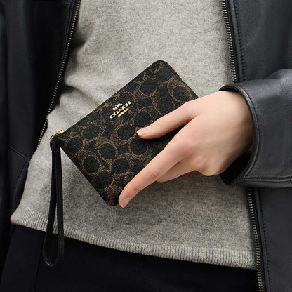 Coach Corner Zip Wristlet In Loved Signature Canvas