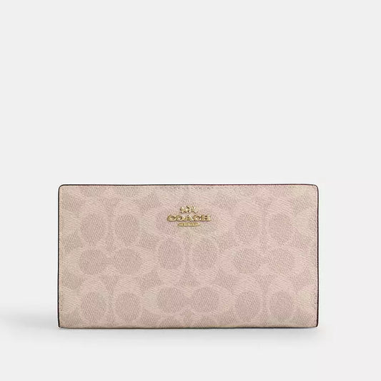 Coach Slim Zip Wallet In Signature Canvas