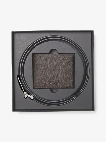Michael Kors Signature Logo Billfold Wallet and Belt Gift Set image 3