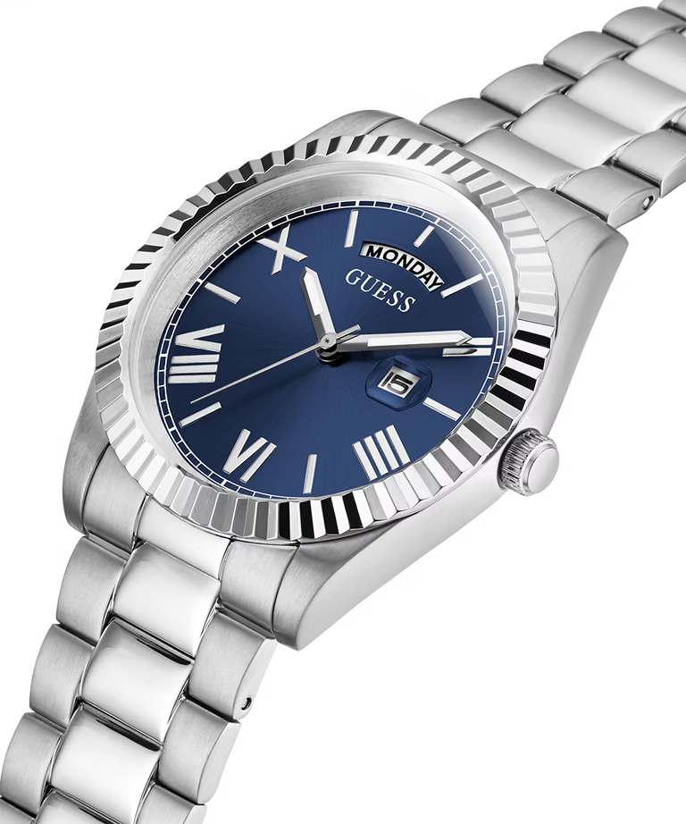 GUESS Mens Silver Tone Day/Date Watch image 1