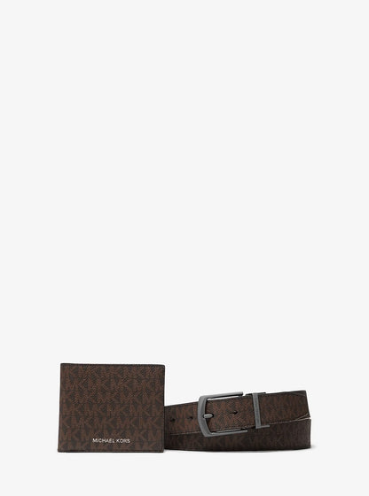Michael Kors Signature Logo Billfold Wallet and Belt Gift Set image 0