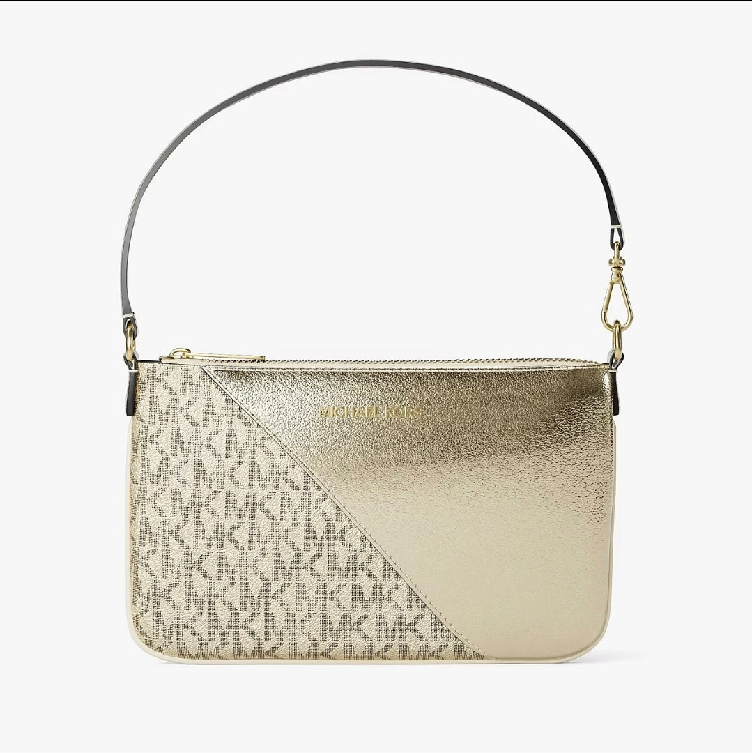 Michael Kors Jet Set Travel Metallic and Signature Logo Wristlet