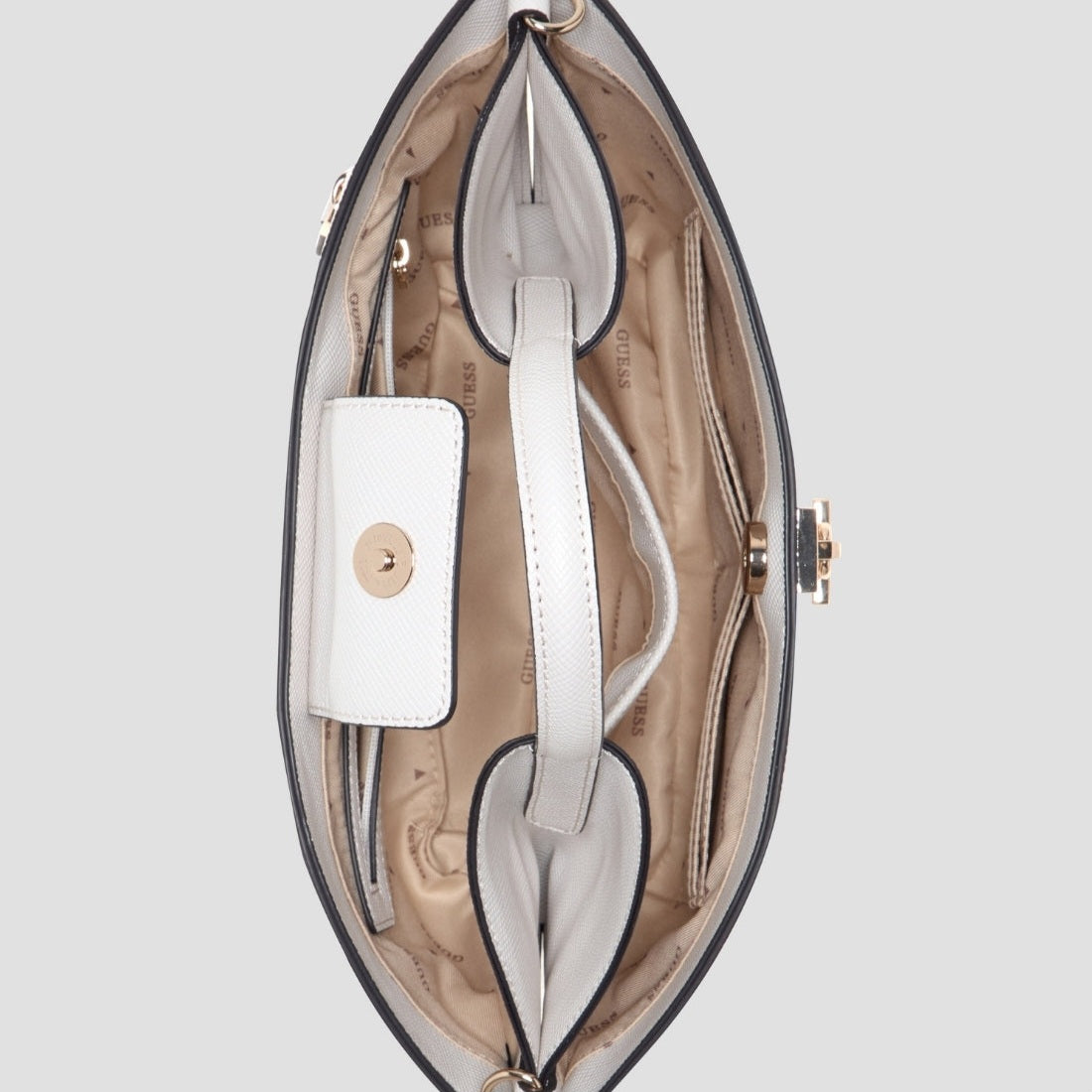 Guess Patsie mini tote bag white – side profile detail view