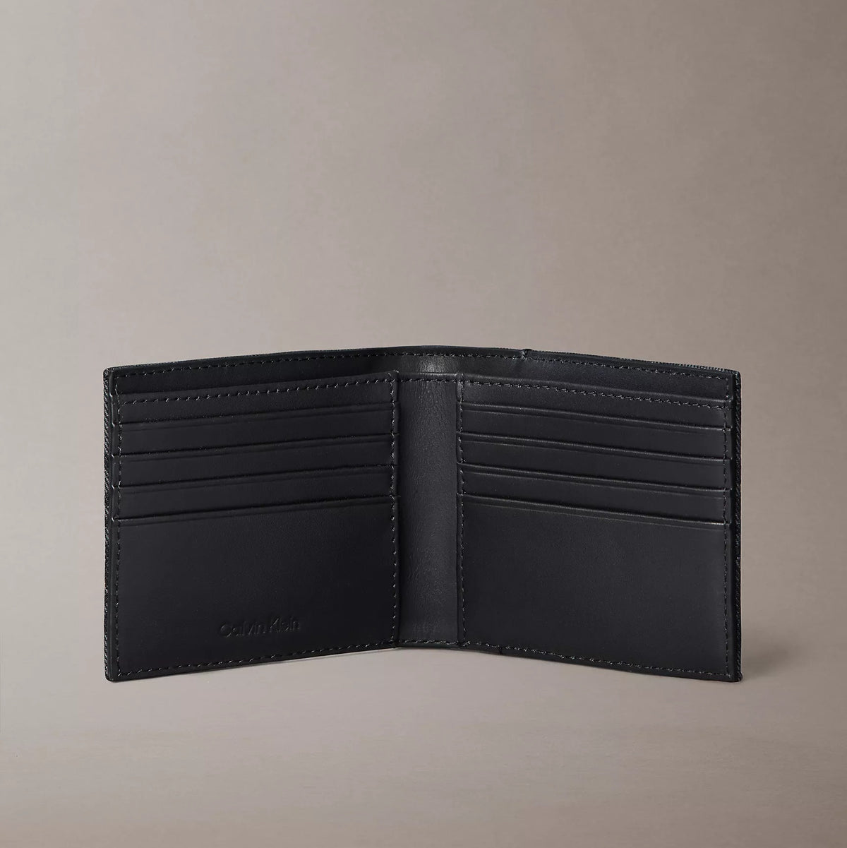 Calvin Klein monogram bifold wallet – open bill slot detail view