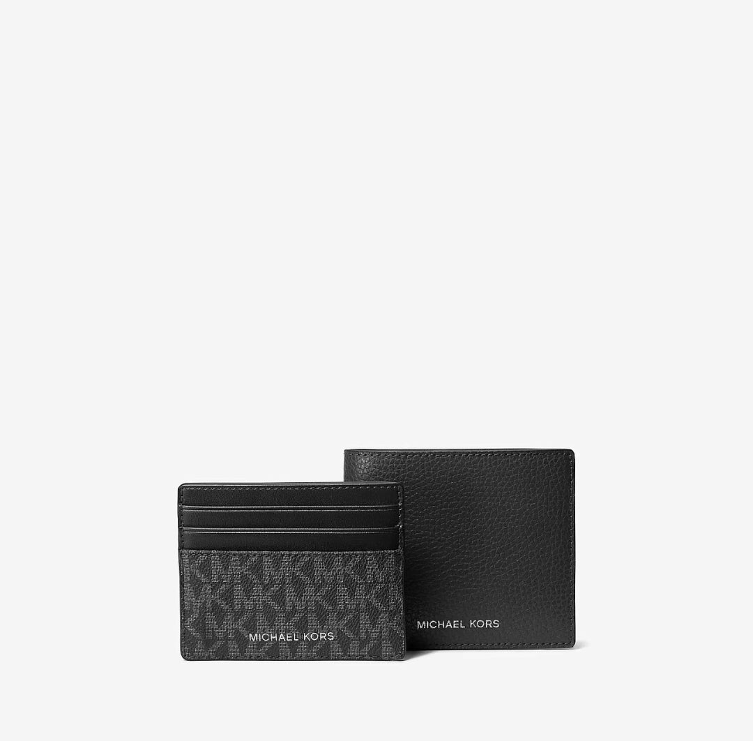 Michael Kors Pebbled Leather Billfold Wallet and Signature Logo Card Case Gift Set