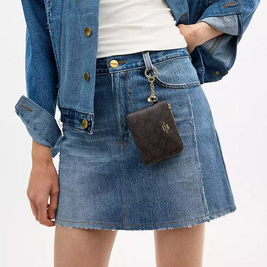 Coach Small Corner Zip Wallet In Signature Canvas