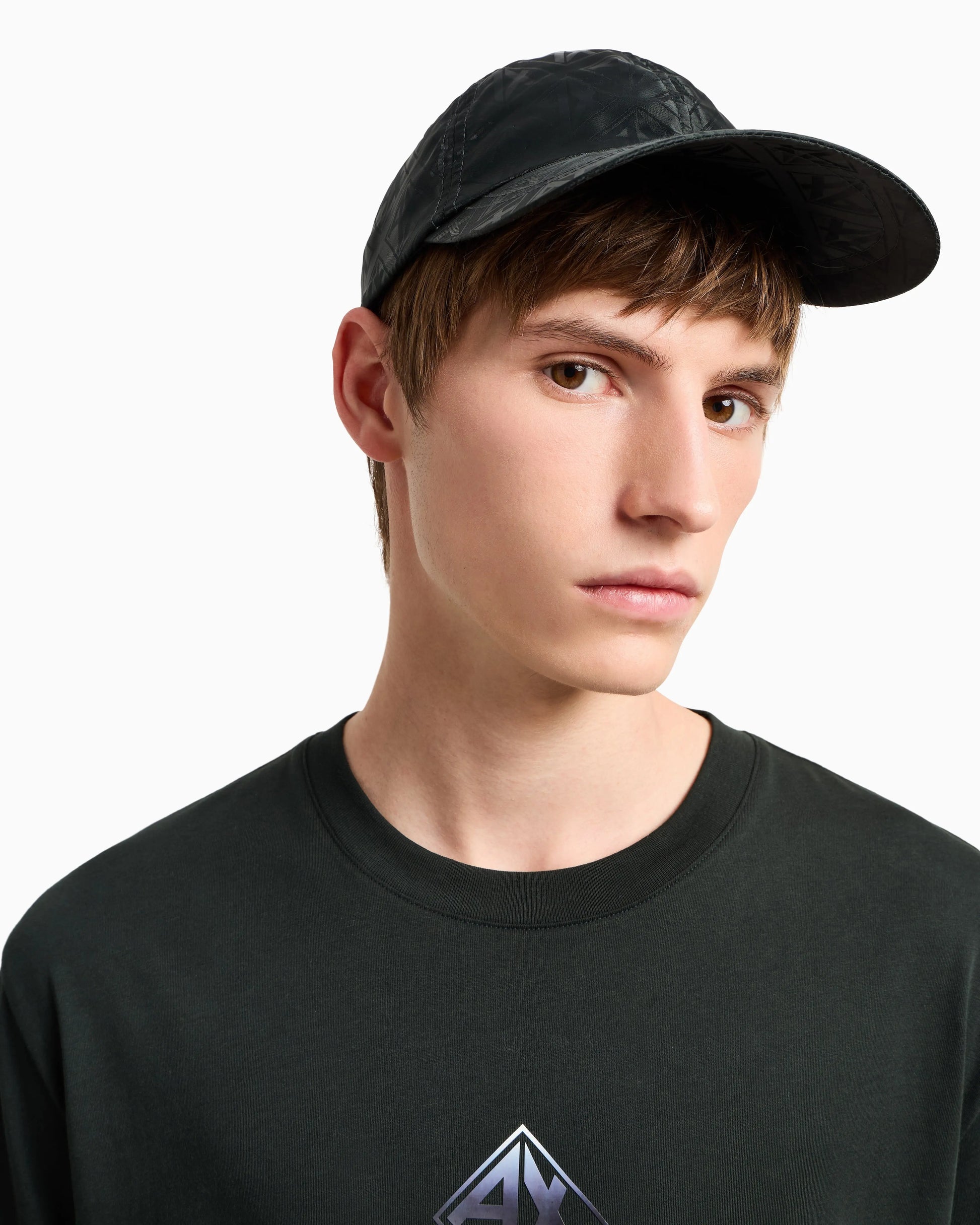 Armani Exchange Satin Fabric Visor Hat With Logo Armani Exchange