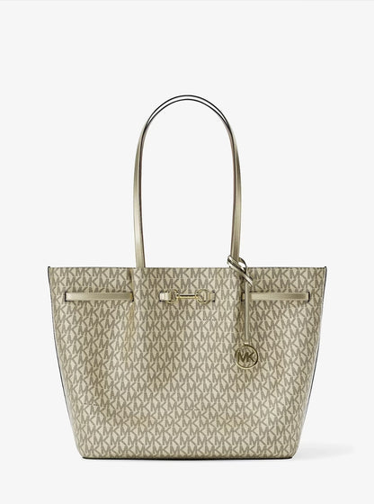 Michael Kors Carson Large Metallic Signature Logo Tote Bag