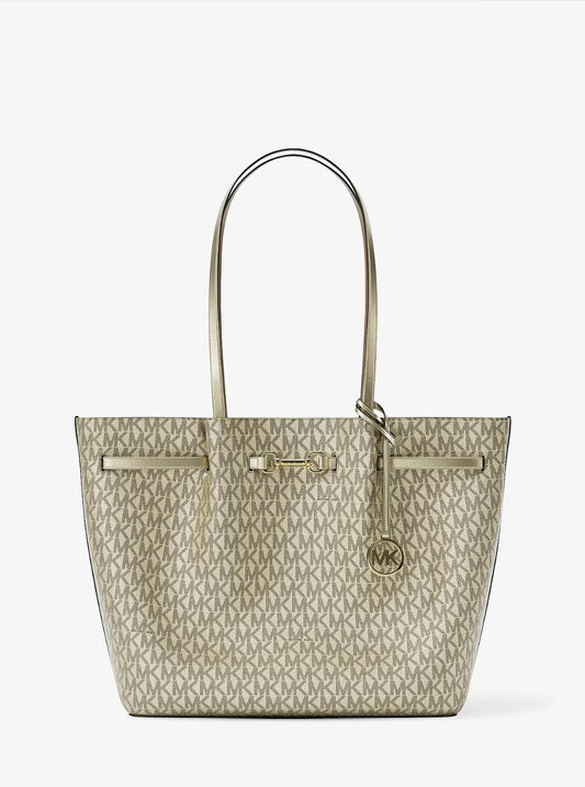 Michael Kors Carson Large Metallic Signature Logo Tote Bag