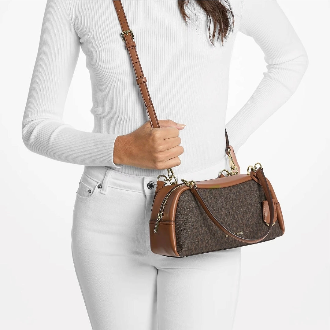 Michael Kors Cecily Small Signature Logo Shoulder Bag Brown