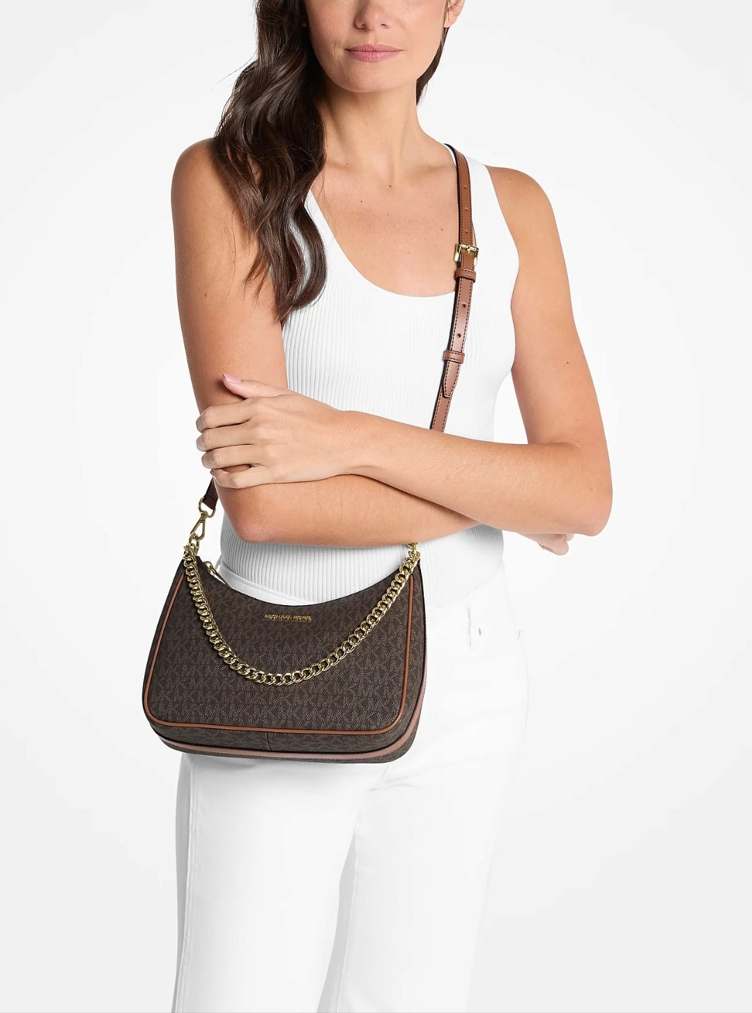 Michael Kors Jet Set Travel Large Signature Logo Convertible Crossbody Bag