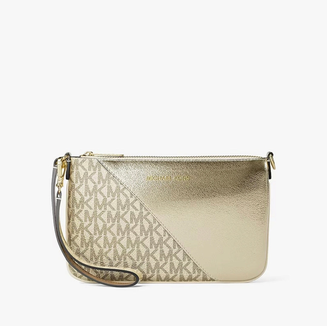 Michael Kors Jet Set Travel Metallic and Signature Logo Wristlet