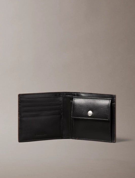 Calvin Klein Allover Emblem Logo Bifold Wallet with Coin Pouch