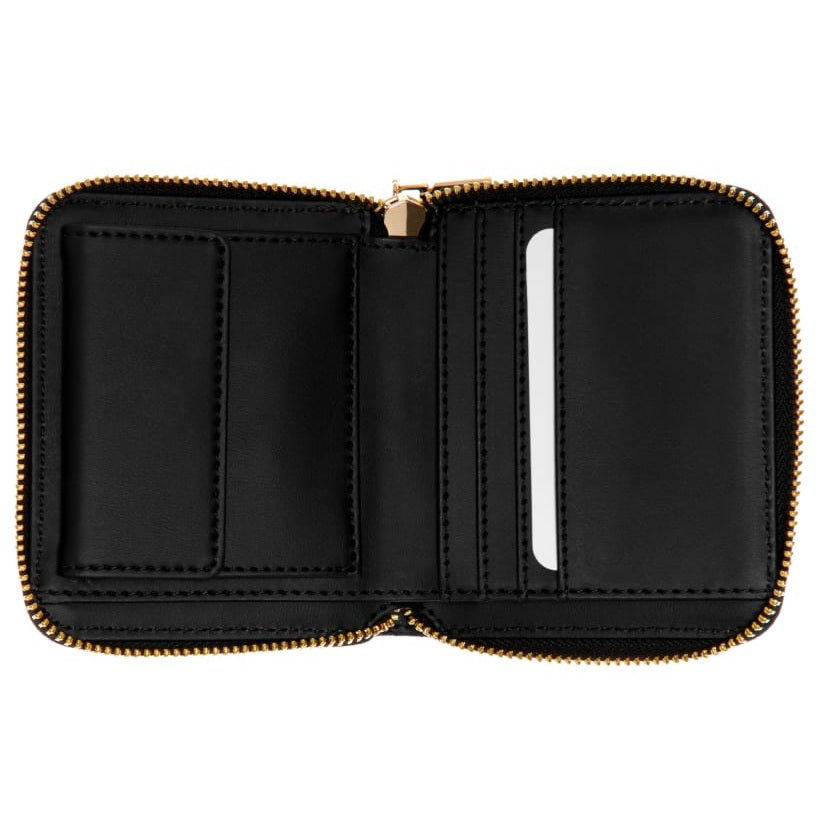Guess Laurel II small zip around wallet black – interior card slots and coin pocket detail view