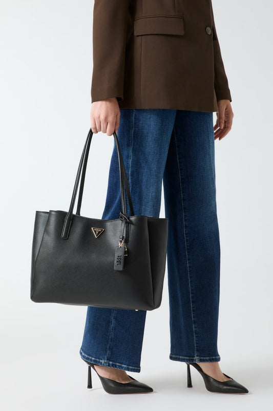 Guess Noelle tote bag black – front view with gold hardware