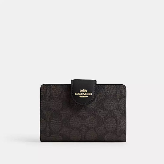 Coach Medium Corner Zip Wallet In Signature Canvas