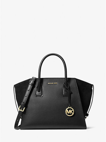 Michael Kors Avril Large Leather And Suede Satchel