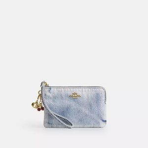Coach Corner Zip Wristlet In Loved Denim With Charms – authentic Coach Sri Lanka