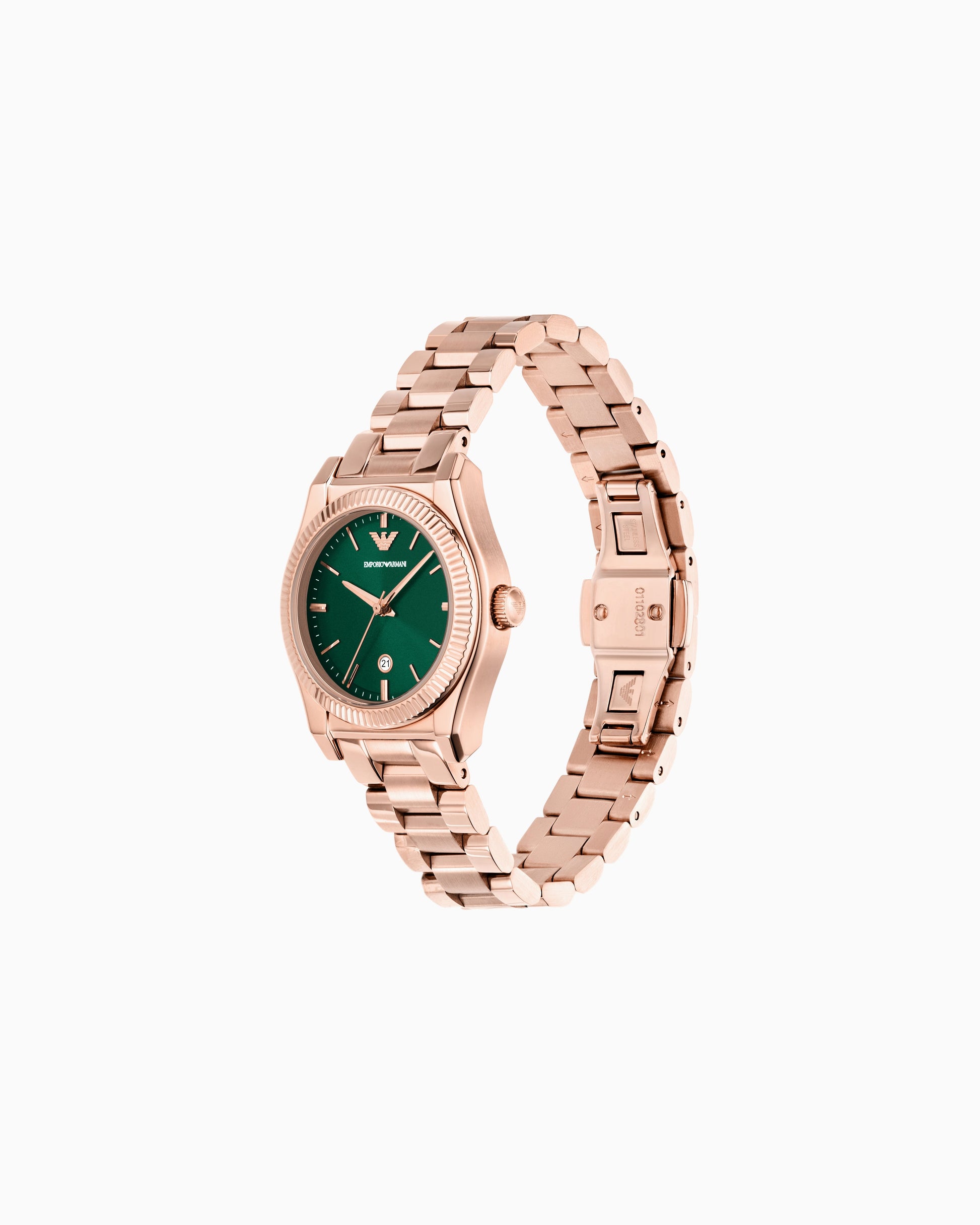 Emporio Armani Three-Hand Date Rose Gold-Tone Stainless Steel Watch Emporio Armani