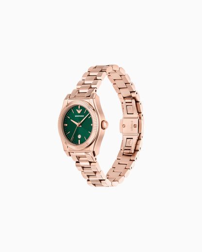 Emporio Armani Three-Hand Date Rose Gold-Tone Stainless Steel Watch Emporio Armani