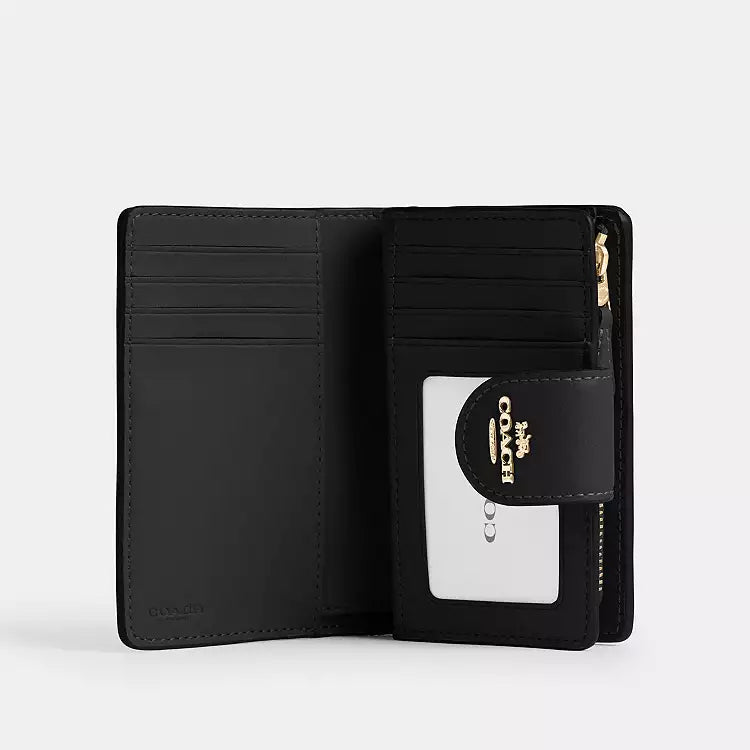 Coach Medium Corner Zip Wallet In Signature Canvas Walnut